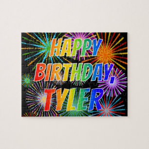 Puzzle Prénom "TYLER", Amusant "HEUREUX ANNIVERSAIRE"