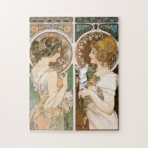 Puzzle Primroses et plumes, Mucha