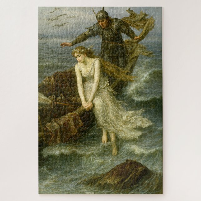 Puzzle Princess & Knight At Sea Medieval Fantasy Art (Vertical)