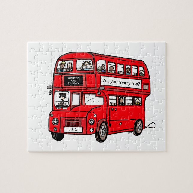 Puzzle Proposition de Mariage de bus Red Double Decker Lo (Horizontal)