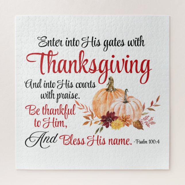 Puzzle Psaume 100:4 Entre dans ses portes avec Thanksgivi (Vertical)