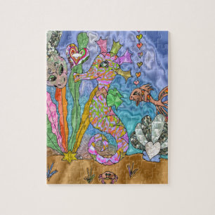 Puzzle Psychedelic Seahorse Sea Turtle Art