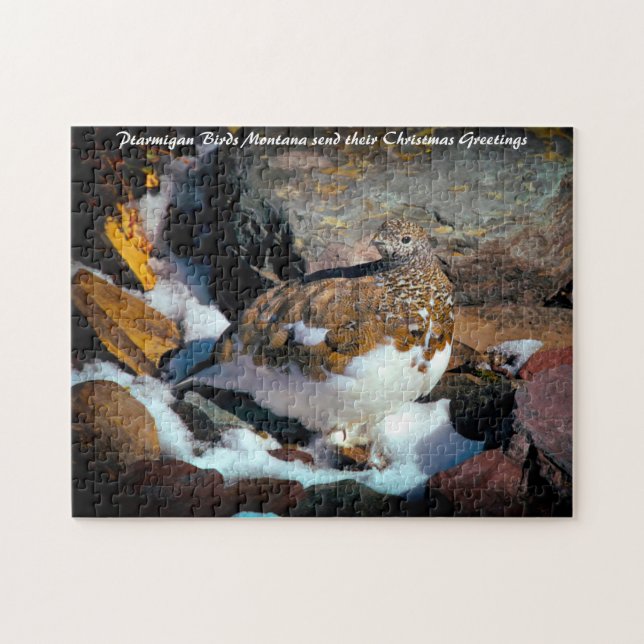 Puzzle Ptarmigan Bird Montana. voeux de Noël (Horizontal)