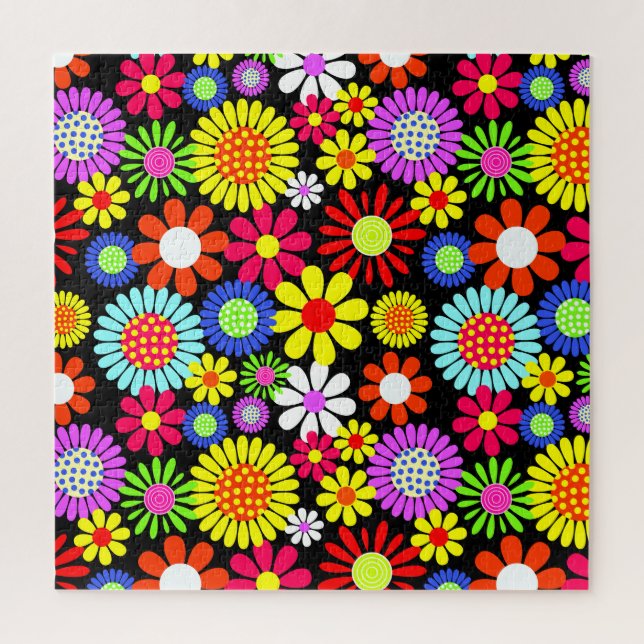 Puzzle Puissance de fleur hippie de printemps rétro (Vertical)