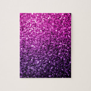 Puzzle Purple Pink Ombre faux parties scintillant scintil