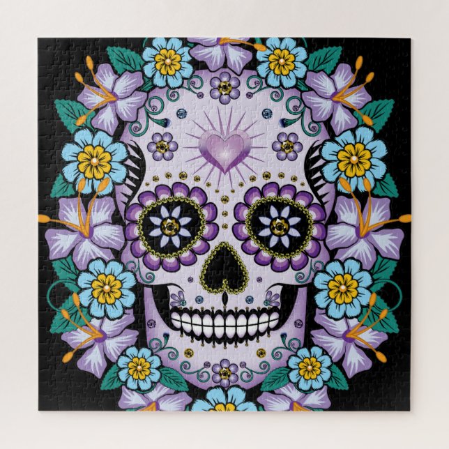 Puzzle Purple Sugar Skull (Vertical)
