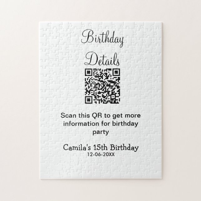 Puzzle QR scanner anniversaire détails fête moderne 15 an (Vertical)