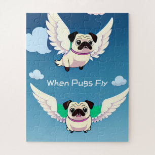 Puzzle Quand les Carlins volent mignon Chiots volants Car