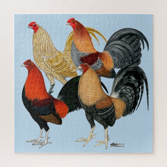 Puzzle Quatre gamecocks (Vertical)