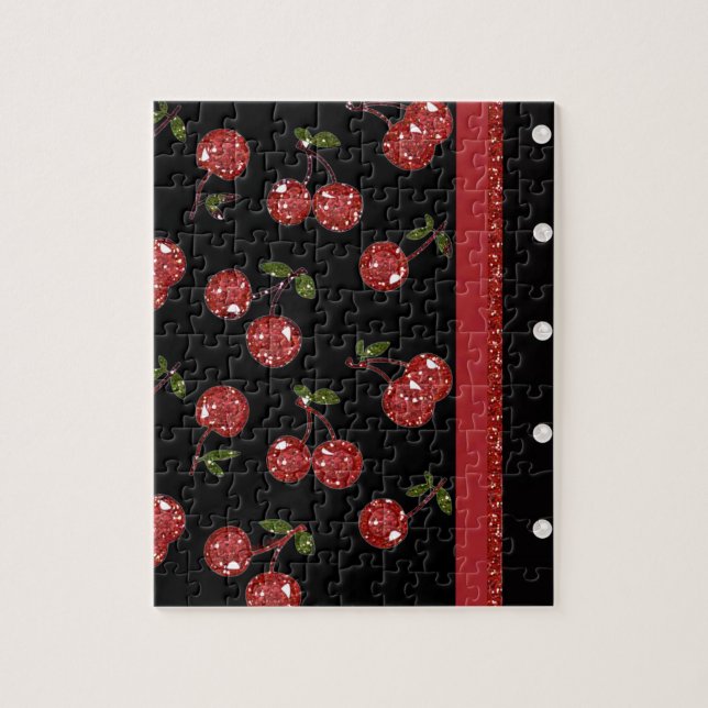 Puzzle RAB Rockabilly très cerise cerises Noir (Vertical)