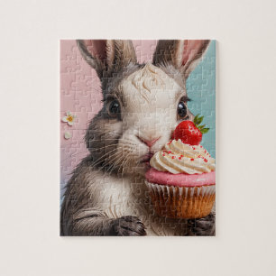 Puzzle Rabbit Adorable Avec Cupcake