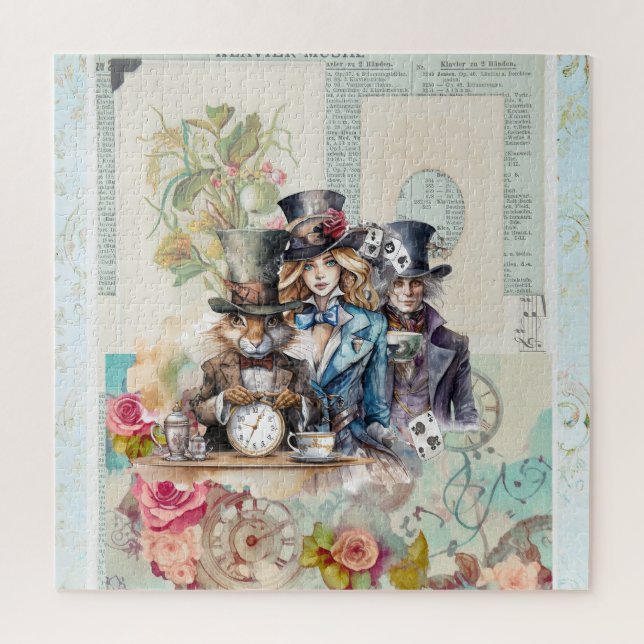 Puzzle Rabbit, Alice et Hatter en chapeaux supérieurs (Vertical)