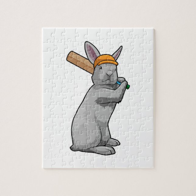 Puzzle Rabbit au cricket avec chauve-souris de cricket (Vertical)