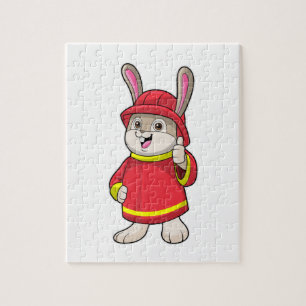 Puzzle Rabbit comme pompier avec casque