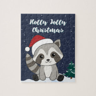 Puzzle Raccoon Noël Neige hiver Raccoons Jigsaw Puzz