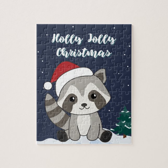 Puzzle Raccoon Noël Neige hiver Raccoons Jigsaw Puzz (Vertical)