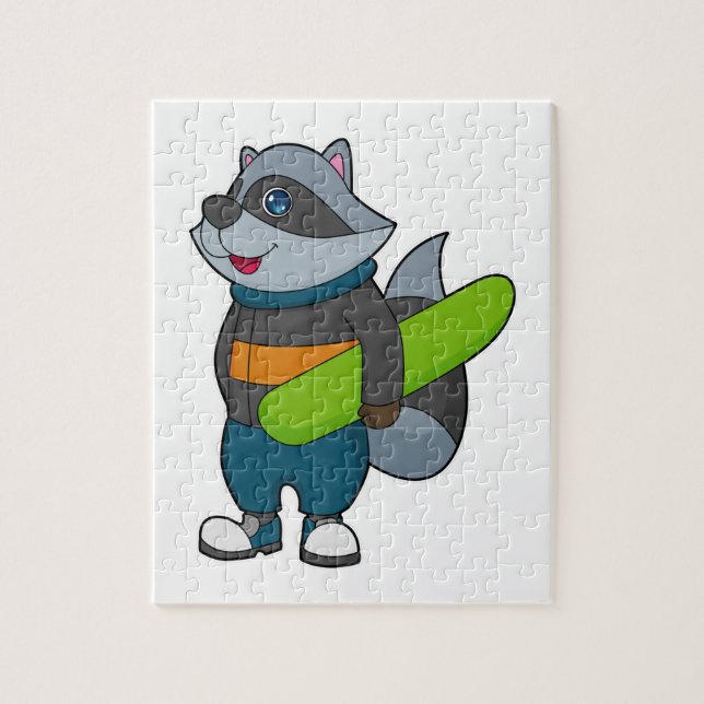 Puzzle Racoon as Snowboarder avec snowboard (Vertical)
