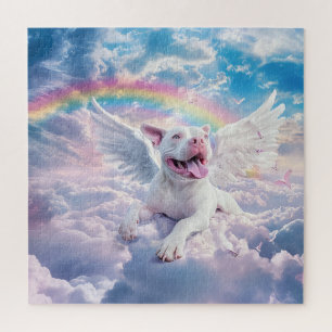 Puzzle Rainbow Bridge, chien blanc au ciel