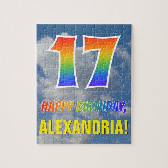 Puzzle Rainbow Look "17" & "HAPPY BANTHDAY", Ciel nuageux (Vertical)
