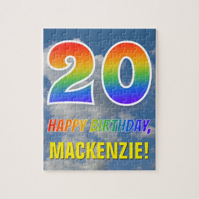 Puzzle Rainbow Look "20" & "HAPPY BANTHDAY", Ciel nuageux (Vertical)