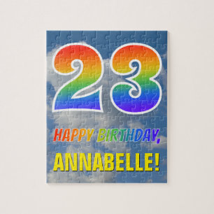 Puzzle Rainbow Look "23" & "HAPPY BANTHDAY", Ciel nuageux