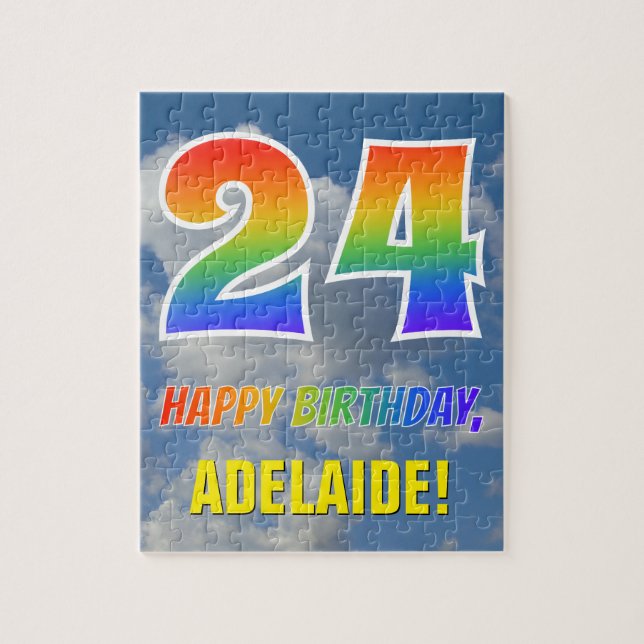 Puzzle Rainbow Look "24" & "HAPPY BANTHDAY", Ciel nuageux (Vertical)