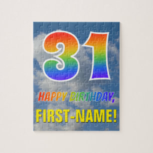 Puzzle Rainbow Look "31" & "HAPPY BANTHDAY", Ciel nuageux