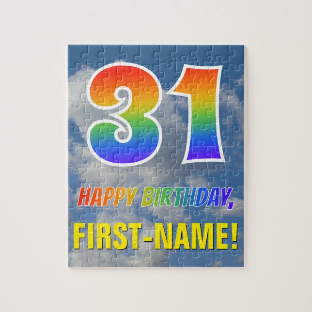 Puzzle Rainbow Look "31" & "HAPPY BANTHDAY", Ciel nuageux (Vertical)