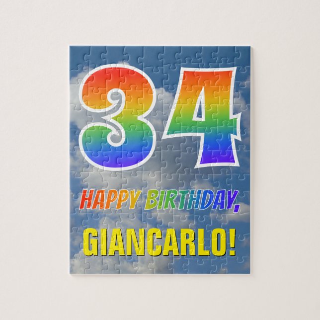 Puzzle Rainbow Look "34" & "HAPPY BANTHDAY", Ciel nuageux (Vertical)