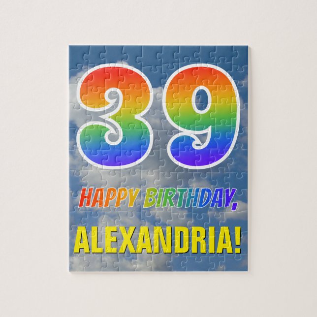 Puzzle Rainbow Look "39" & "HAPPY BANTHDAY", Ciel nuageux (Vertical)