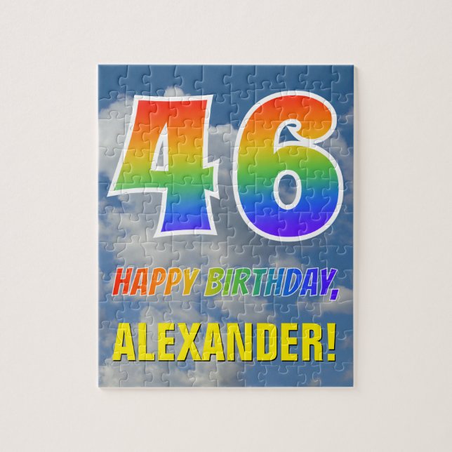 Puzzle Rainbow Look "46" & "HAPPY BANTHDAY", Ciel nuageux (Vertical)