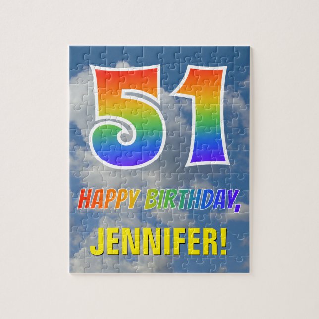 Puzzle Rainbow Look "51" & "HAPPY BANTHDAY", Ciel nuageux (Vertical)