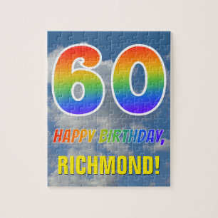Puzzle Rainbow Look "60" & "HAPPY BANTHDAY", Ciel nuageux