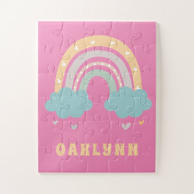 Puzzle Rainbow Personnalisé Nom Girls (Vertical)