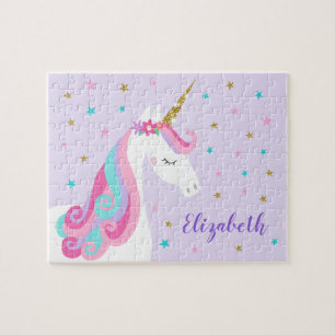 Puzzle Rainbow Unicorn Parties scintillant magique violet