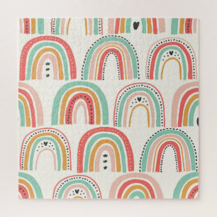 Puzzle Rainbows scandinave : Motif d'art naïf.