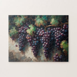 Puzzle Raisins violets sur la peinture à l'huile de vigne