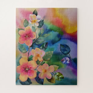 Puzzle Rameau printanier aquarelle coloré avec des fleurs