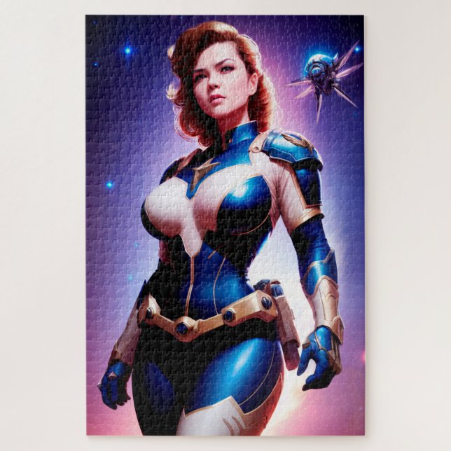 Puzzle Ranger d'espace Sci Fi féminin des années 50 Vivid (Vertical)