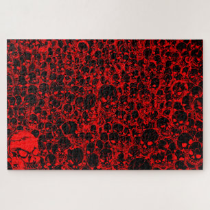 Puzzle Rassemblement des crânes Pièce noire et rouge 10