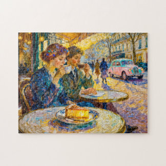 Puzzle Rassemblement impressionniste dans un café vintage