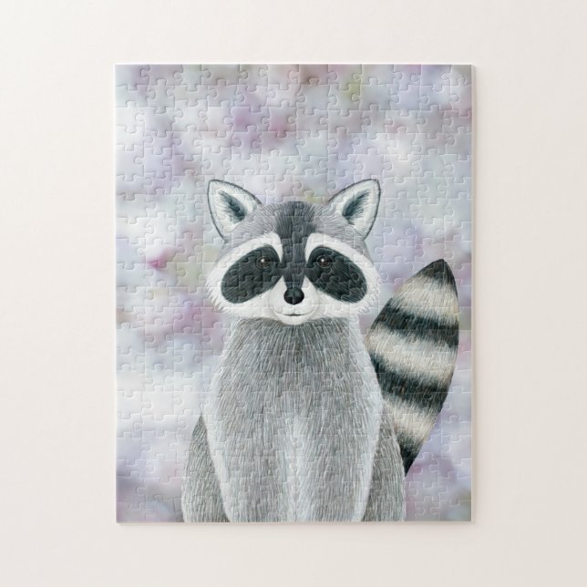 Puzzle raton laveur (portrait animal de bois) (Vertical)