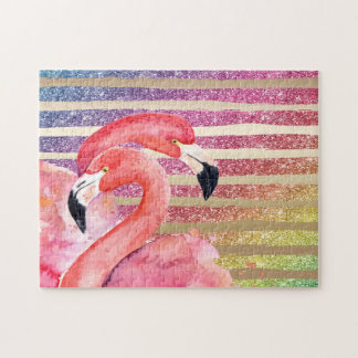 Puzzle Rayures d'or de parties scintillantes de Flamants