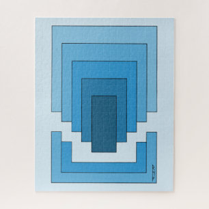 Puzzle Rectangle Abstrait en bleu