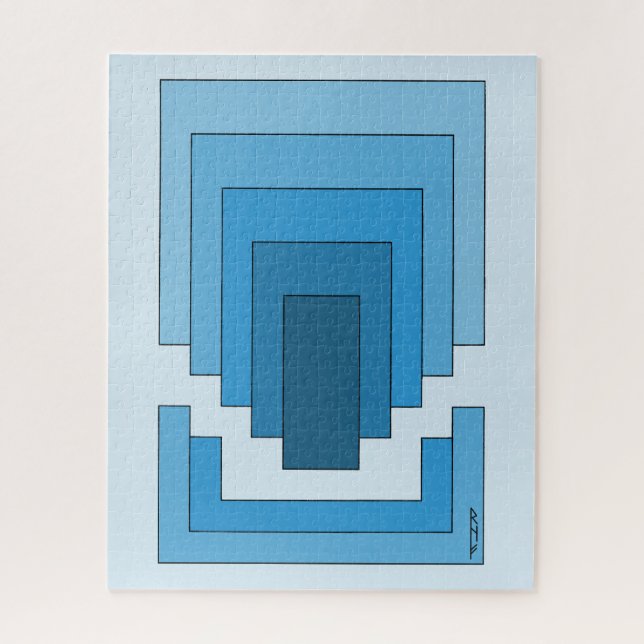 Puzzle Rectangle Abstrait en bleu (Vertical)