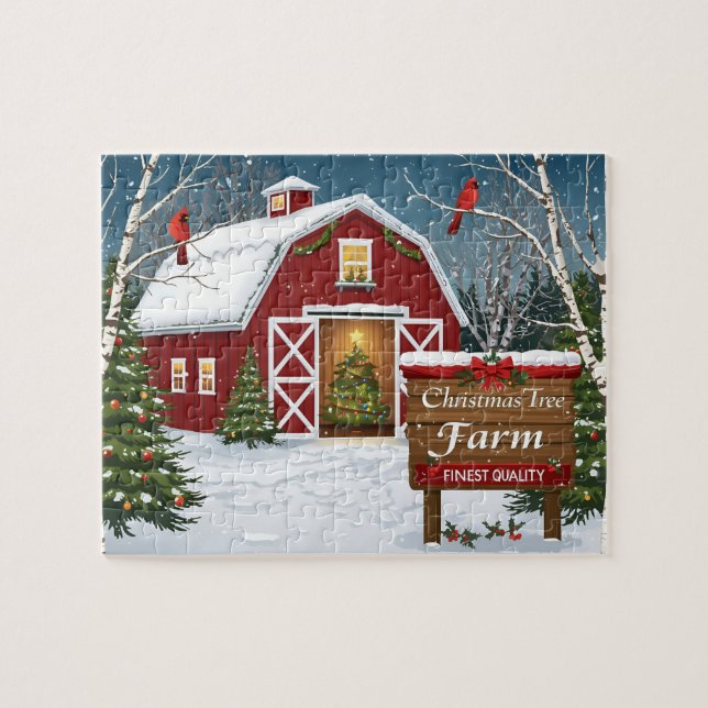 Puzzle Red Barn Christmas Tree Farm (Horizontal)