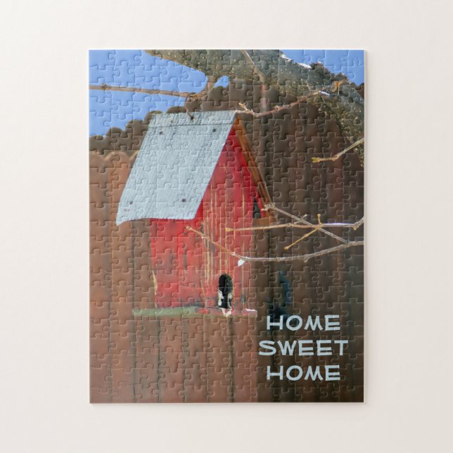 Puzzle Red Birdhouse (Vertical)