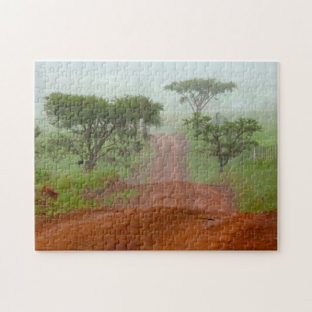 Puzzle Red Earth Road Veldt Mist Afrique du Sud. (Horizontal)