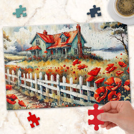 Puzzle Red Poppies Country Side Farm House
