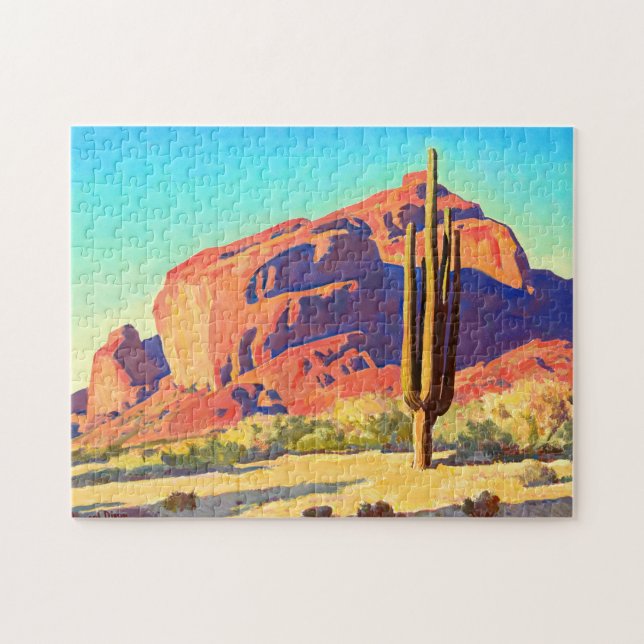 Puzzle Red Rocks and Cactus, 1945, par Maynard Dixon (Horizontal)